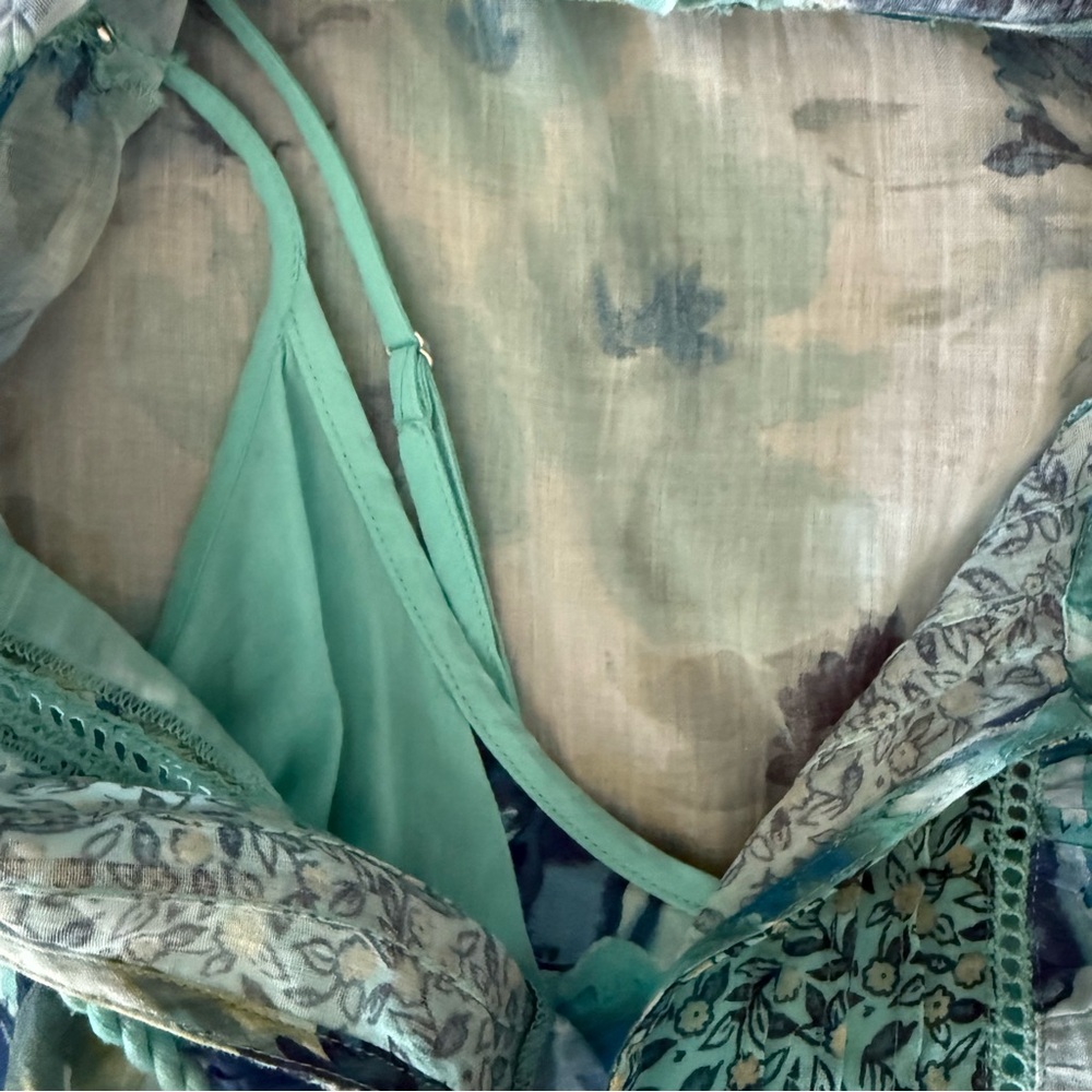 SUNDANCE Fields of‎ Beauty Floral Turquoise Boho 100% Cotton Dress XS - Picture 13 of 16